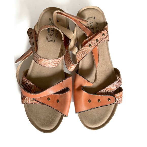 L'Artiste By Spring Step Sandals Women's Size US 10 EU 41 Quilana Peach - Picture 4 of 11